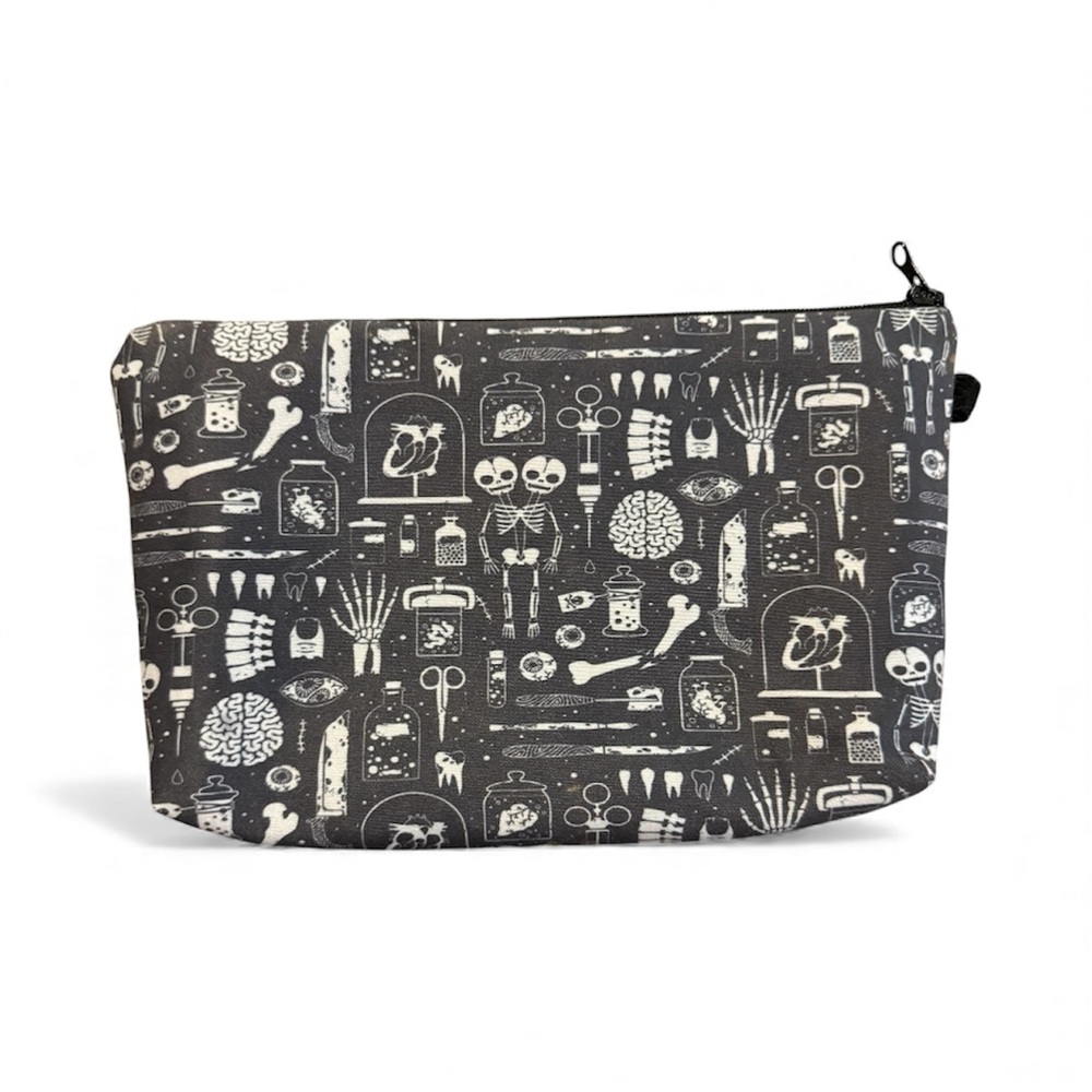 Cute Morbid Morte Skeleton Creepy Medical Theme Makeup Cosmetic Misc Bag